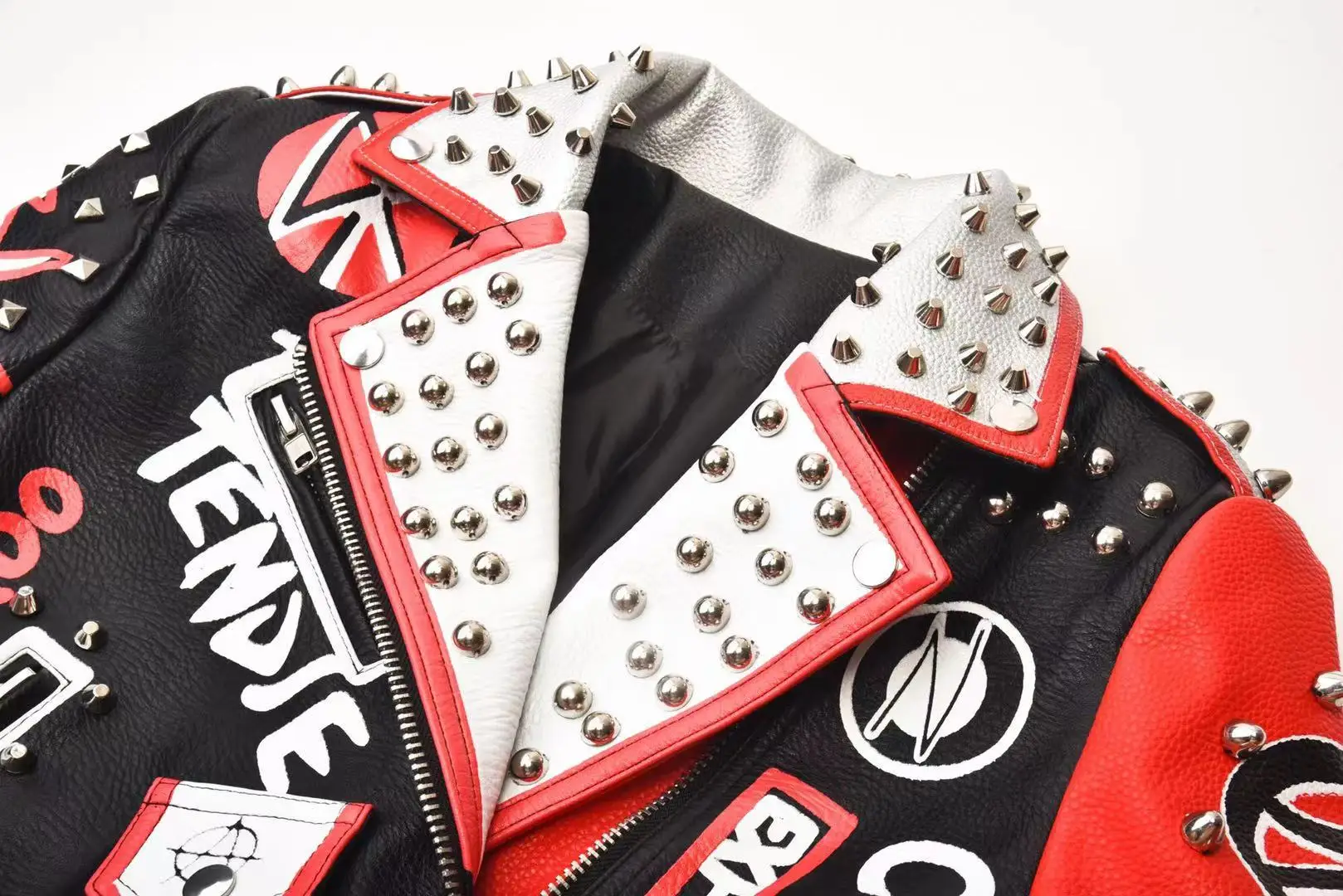 Women's high street 2021 autumn and winter fun printing rooster head PU short street leather jacket female Harajuku personality