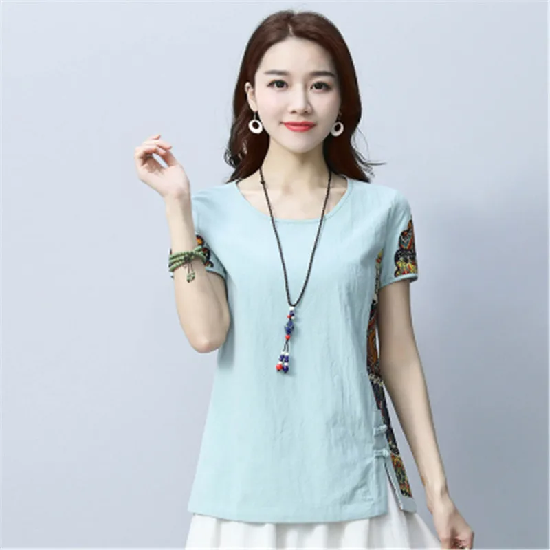 Модный летний топ футболка Женская Повседневная Женский Топ народная одежда на