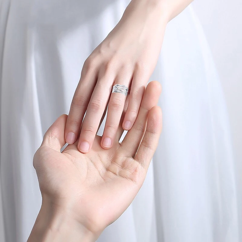 Удобные блестящие плетеные Открытые Кольца для женщин с посеребренным покрытием