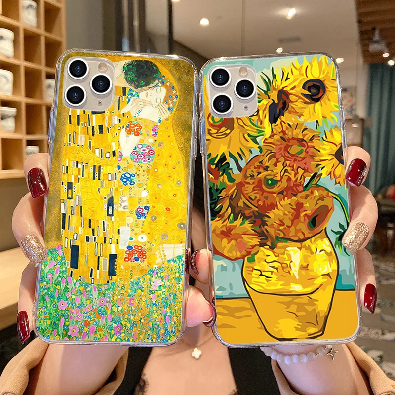 Phone Case for iphone 13 12 11 Pro XS Max X XR 7 8 6s Plus 12mini SE2020 Van Gogh Oil Starry night Silicone TPU Soft Back Cover
