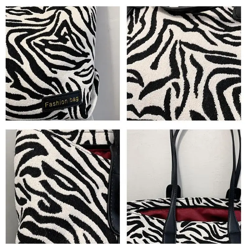 

Fashion Leopard Zebra Pattern Tote Bag Women's Shoulder Bags Large Capacity Women's Handbag Luxury Animal Printing Shopper Bag