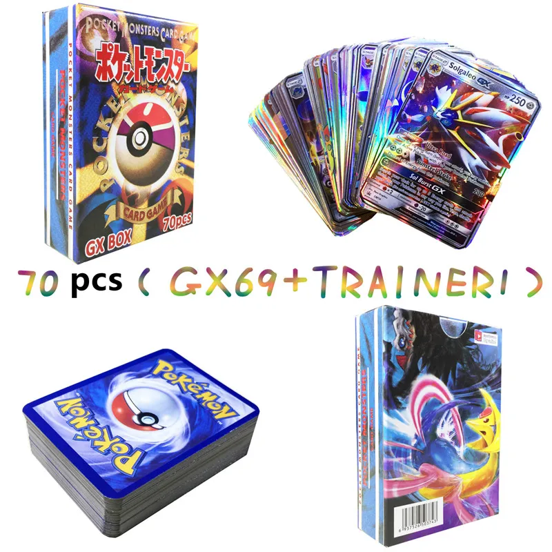 70PCS 69GX TRANIER1 Все виды GX MEGA EX гигантский Блестящий Покемон карточная игра битва торговля карточная детская Покемон игрушки - Цвет: 70PCS 69GX TRANIER1