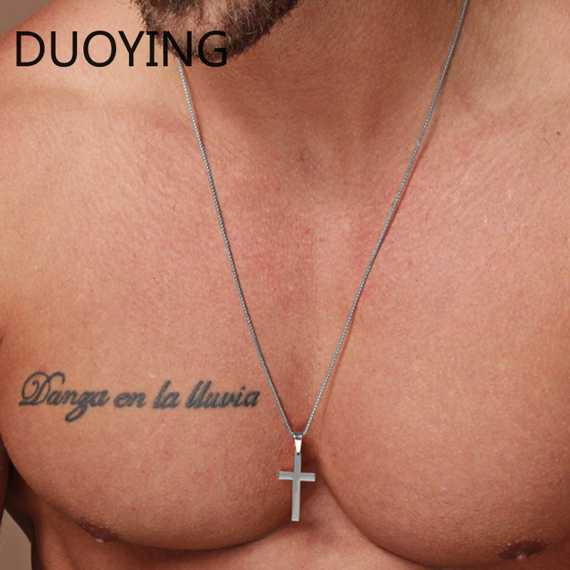 DuoYing 2019 Fashion New Stainless Steel Chain Pendant Necklace For Men Classic Cross Gold &amp Silver Jewelry Gift | Украшения и