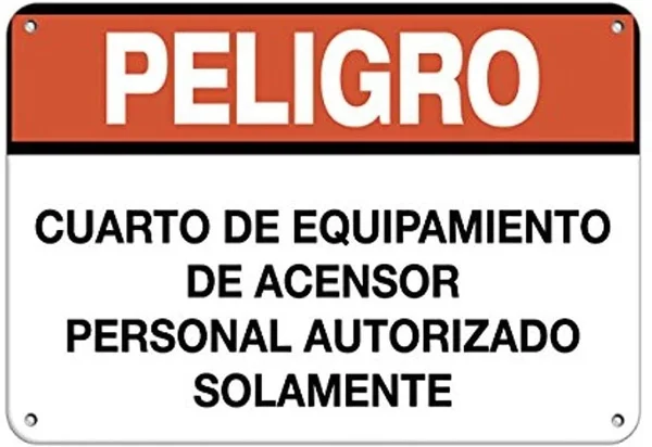 

Metal Wall Sign Peligro Coarto De Equipamiento De Acensor Poster Tin Sign Home Door Plaque Hotel Bar Retro Metal Plate 12*8 Inch