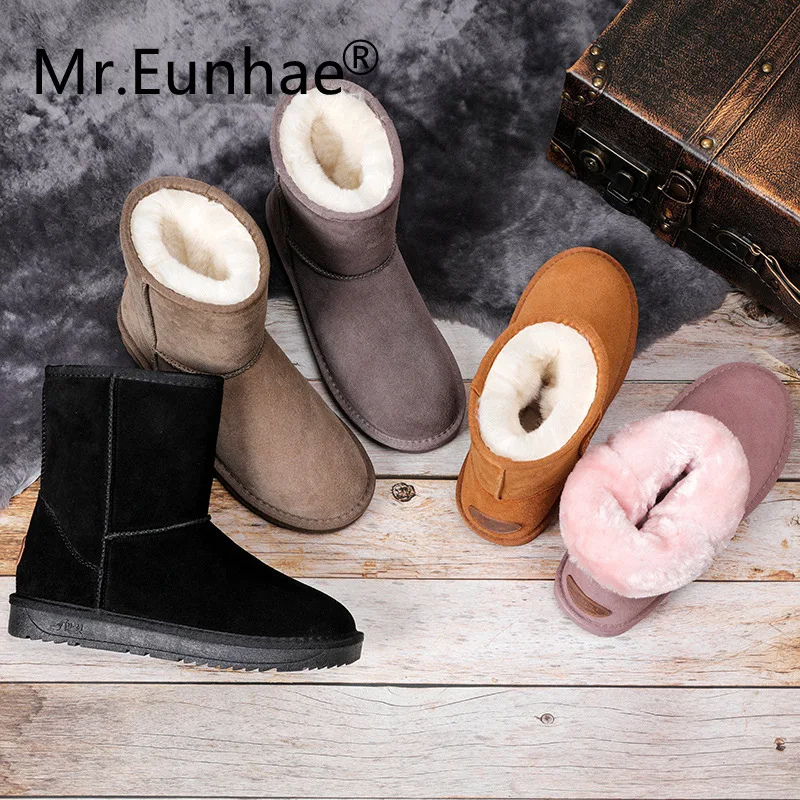 Мужские и женские зимние ботинки австралийские ботильоны из натуральной кожи