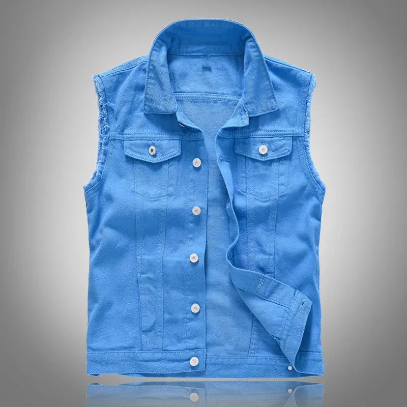 

M-5XL Camouflage Men Denim Vest Vintage Sleeveless washed jeans waistcoat Man Military Slim Fit Vest Cowboy ripped Jacket
