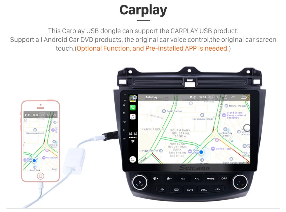 Seicane 10," 1024*600 4-х ядерный 2DIN Android 8,1 автомобиль блок радио gps Navi плеер для 2003-2006 2007 Honda Accord 7 автомобиль стерео