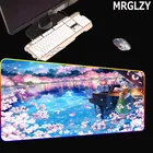 Большой коврик для мыши MRGLZY в стиле аниме для девочек, RBG, аксессуары для Gamimg, Настольный коврик, водонепроницаемый светодиодный натуральный каучук, нескользящий домашний коврик XXL