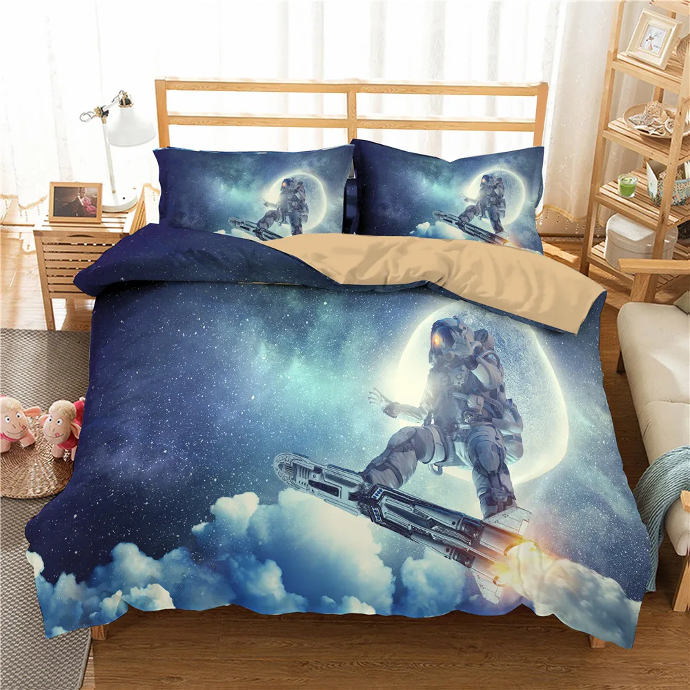 

3D Space Astronaut Bedding Set For Boys Adult Kids Child Duvet Cover Set Pillowcase Comforter Quilt Cover Bedclothes