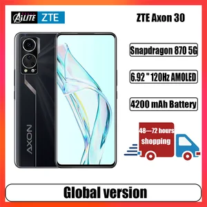 global version zte axon 30 smarthphone6 92 inches 120hz full screen snapdragon 870 64mp camer 4200mah battery fast charging 65w free global shipping