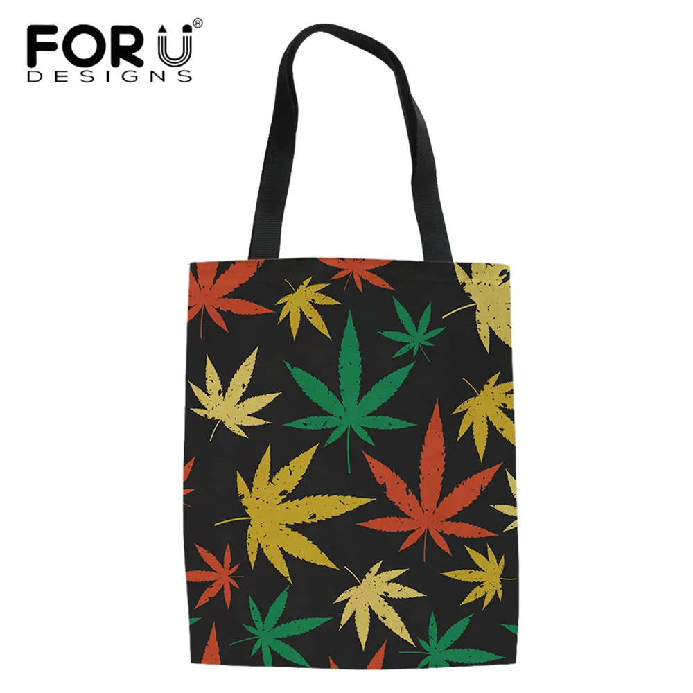 

Женская Холщовая Сумка-тоут с принтом листьев марихуаны