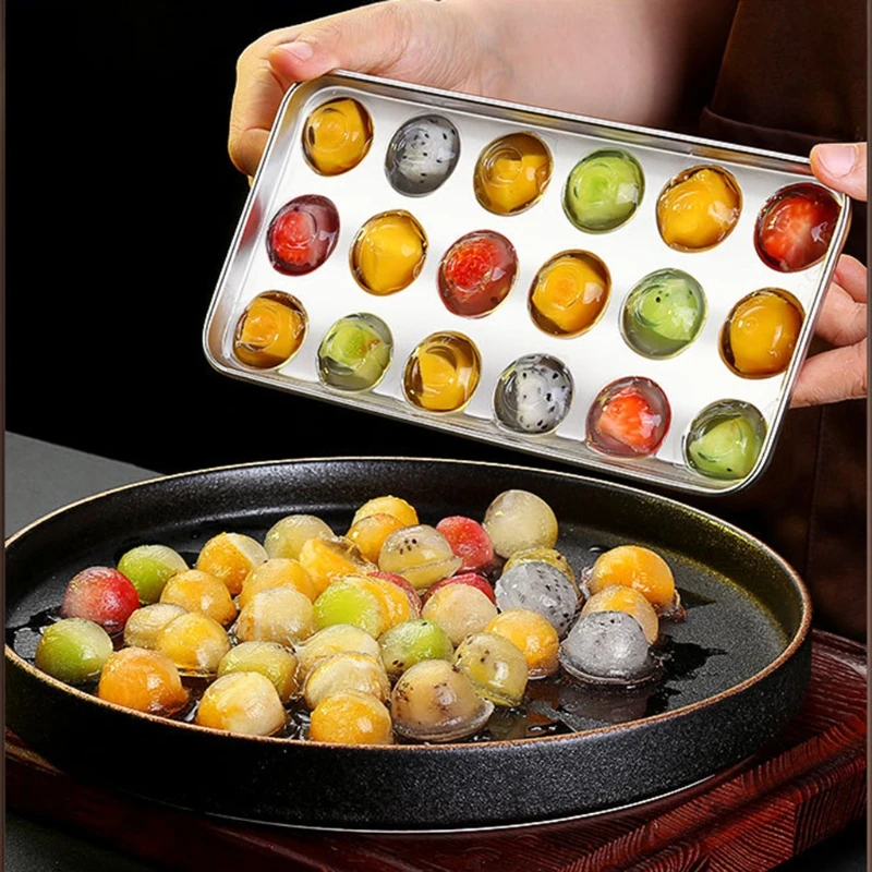 

Stainless Steel Food Grade Round Ice Ball Tray Spheres Oval Ice Cube Mold Maker with Lid for Party Cocktail Whiskey Tool