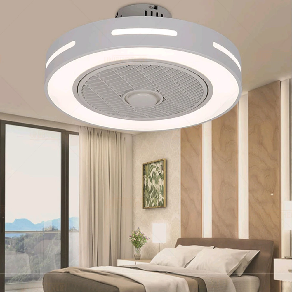 Bestellen Decke Fan Mit Licht Bluetooth LED Smart Fernbedienung Unterstützung Handy App Unsichtbare Fans Hause Beleuchtung Circular Runde