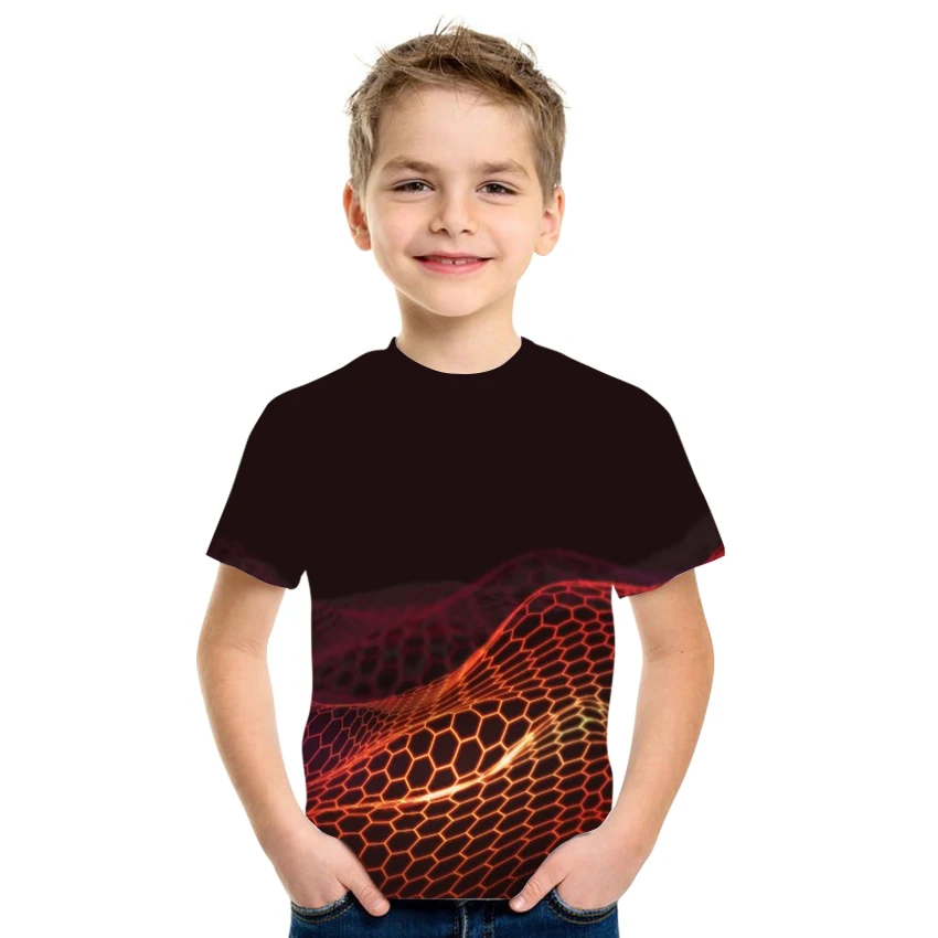 

Новинка лета 2021, одежда для мальчиков и девочек с коротким рукавом и 3D принтом, Повседневная Свободная молочная шелковая ткань, фототкань