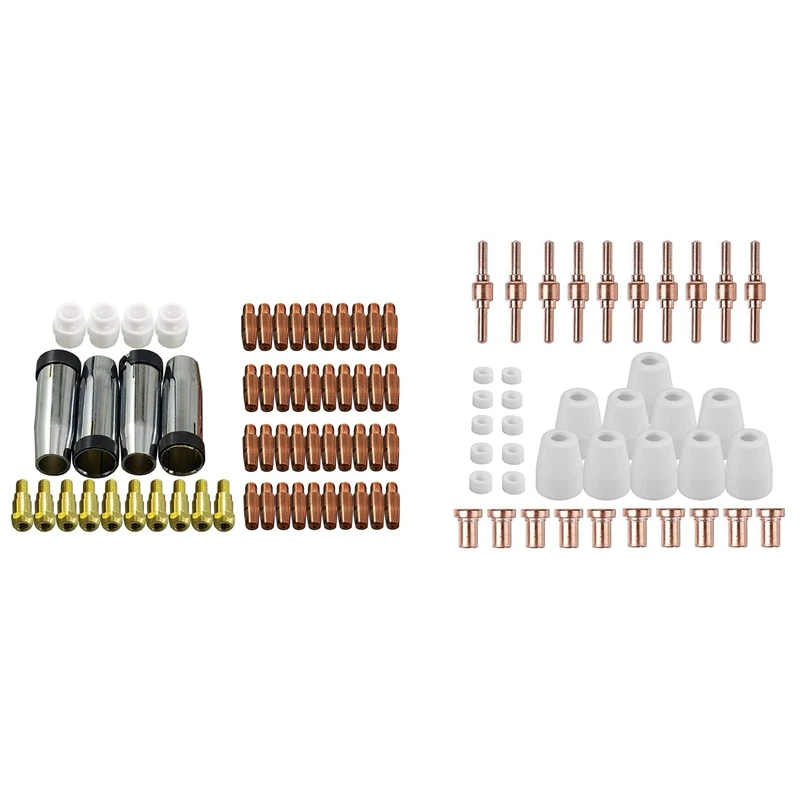 

59Pcs Contact Tip Conical Gas Nozzle Tip Holder with PT-31 LG-40 Plasma Tip, Air Plasma Cutter Torch Consumables Kits