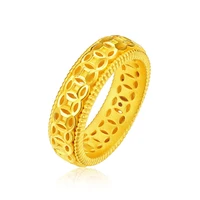 pure 999 24k yellow gold ring 3d money coins link ring for man woman best gift us size4