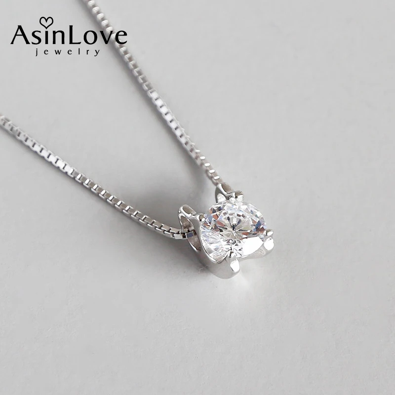 Женское Ожерелье с кулоном из серебра 925 пробы фианитом | Украшения и аксессуары