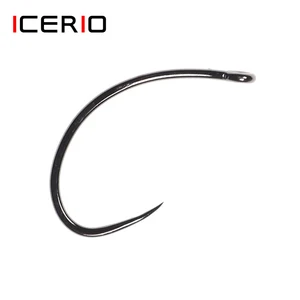 ICERIO 30 шт. 2X зазор, черный никель, изогнутые Нимфы, в стиле Klinkhammer, для сухой вязки мушек, ультра острые крючок для форели