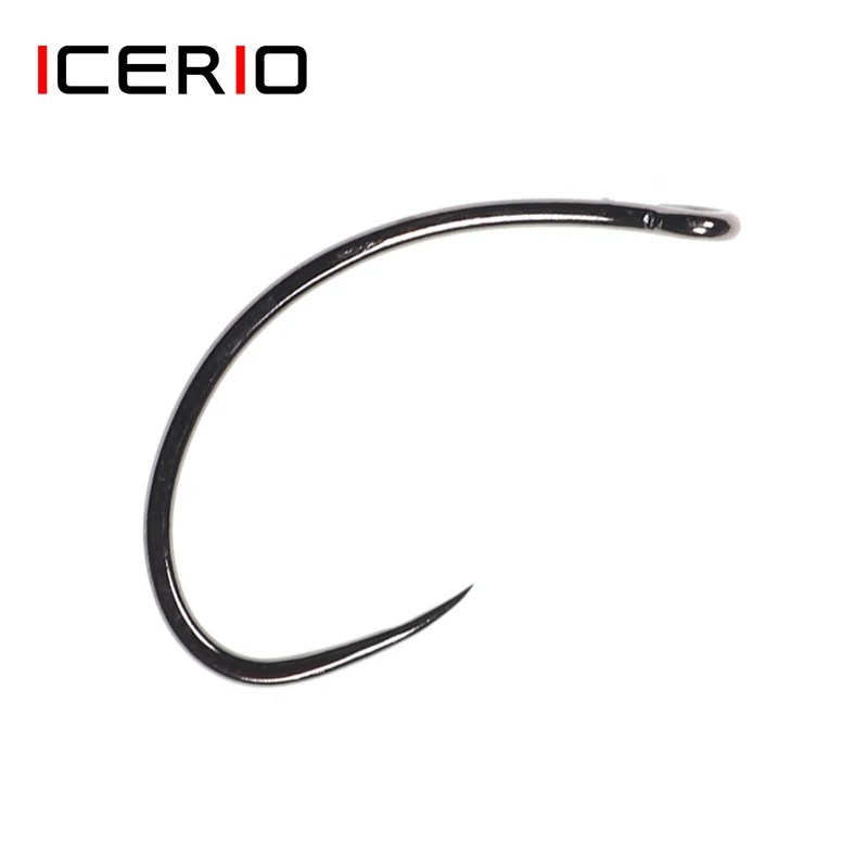 ICERIO 30 шт. 2X зазор черный никель бесстрастная изогнутая Нимфа Stonefly Klinkhammer стиль