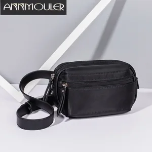 Сумка поясная Annmouler Женская, нейлоновая, черная, на молнии