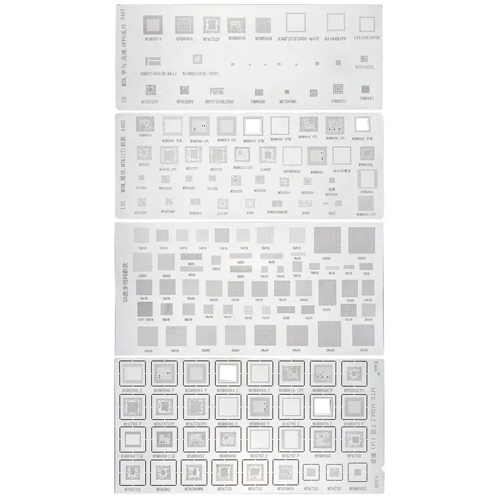 Универсальный трафарет BGA для MTK MSM Samsung Huawei Xiaomi iPad CPU RAM PM Power IC Reball Pin шаблоны