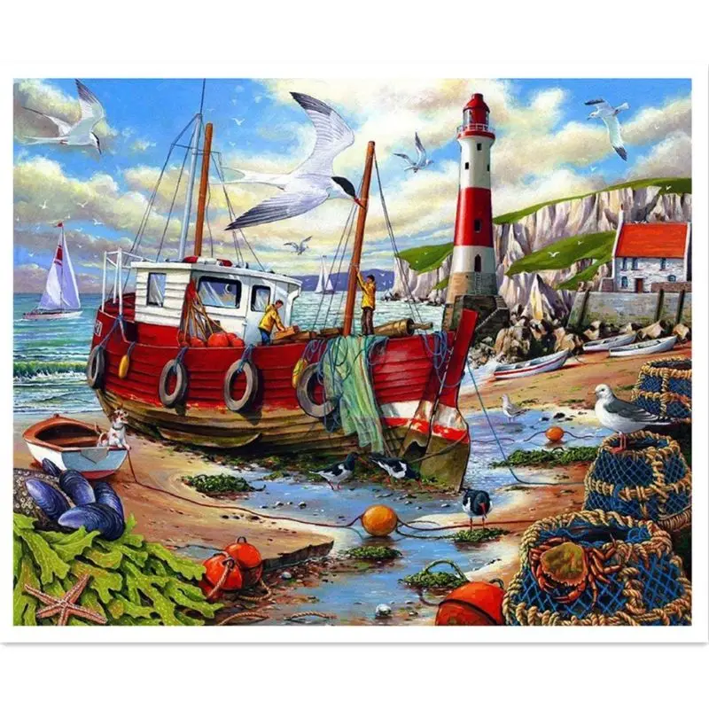 

5D Diamond Painting Beach by Number Kits, Painting Cross Stitch Full Drill NEW