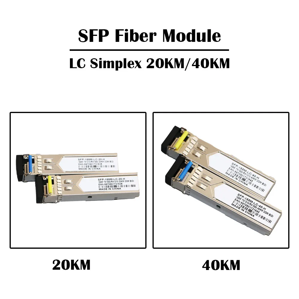 LC Simplex SFP оптоволоконный модуль 155 Мбит/с 20 км/40 км DDM BIDI 1310/1550 SM одиночный режим FTTH