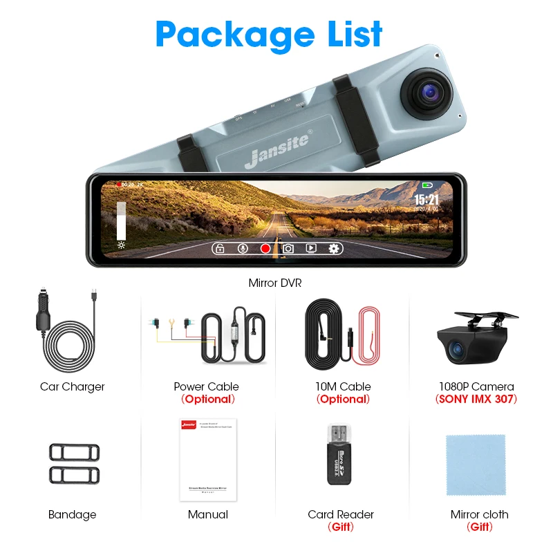Видеорегистратор Jansite Автомобильный регистратор с сенсорным квадратным экраном