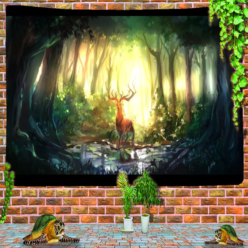 

Beautiful natural forest print big wall hangings cheap hippie wall hangings bohemian tapestries mandala wall art decoration