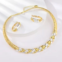 viennois gold silver color jewelry sets multicolor twisted necklace earrings luxury wedding jewelry sets brides dubai jewelry