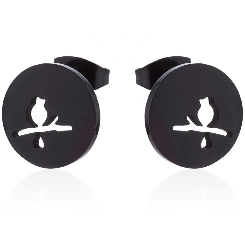 Модная серьга классические полые Винтажные серьги-гвоздики с птицами на ветке