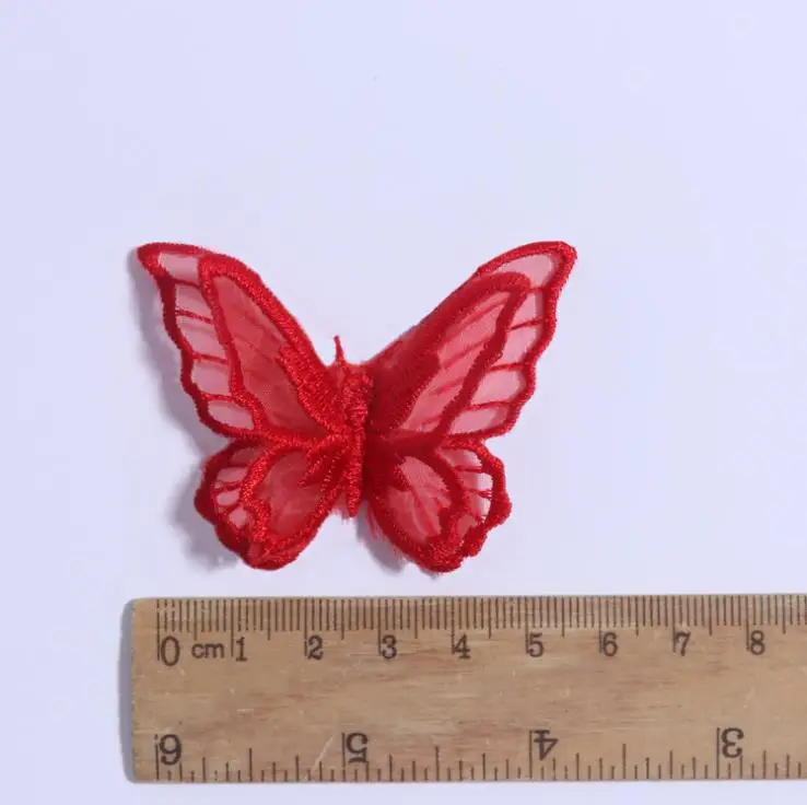 Кружевная нашивка для одежды 2 шт./лот с 3D вышивкой в виде двойной бабочки