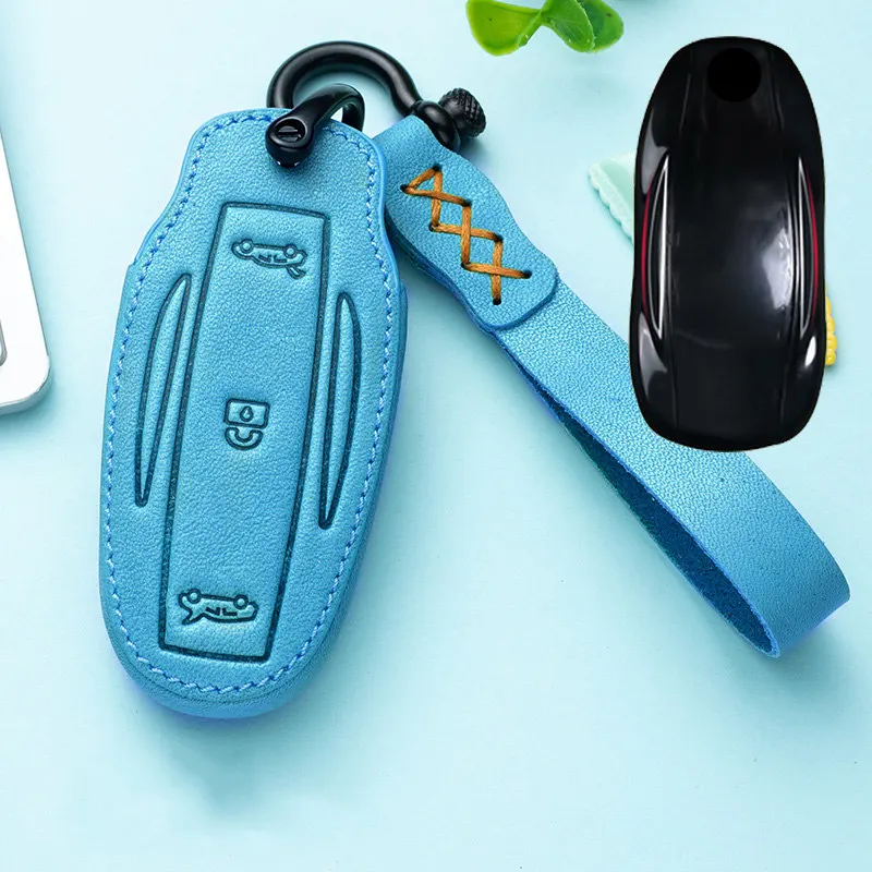 

Чехол для автомобильного ключа, чехол для Tesla Model S, Model X, автомобильные аксессуары, чехол для s 2020, кожаный чехол для автомобильного ключа с ди...