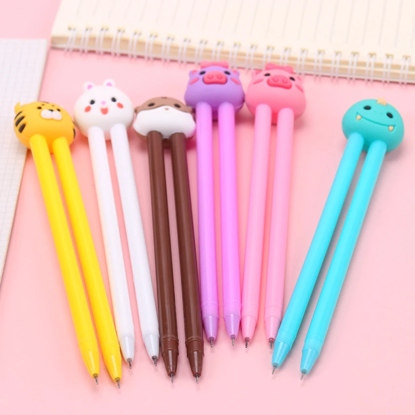 2 шт./пара ленивый штраф ручка 0,5 мм, принт с героями мультфильмов Kawaii, Животные записи пара гелевая ручка школы и офиса письменные принадлежности Канцтовары для студентов