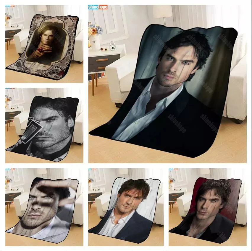 Новое поступление одеяло Ian Somerhalder с принтом мягкое ворсовое для дома дивана
