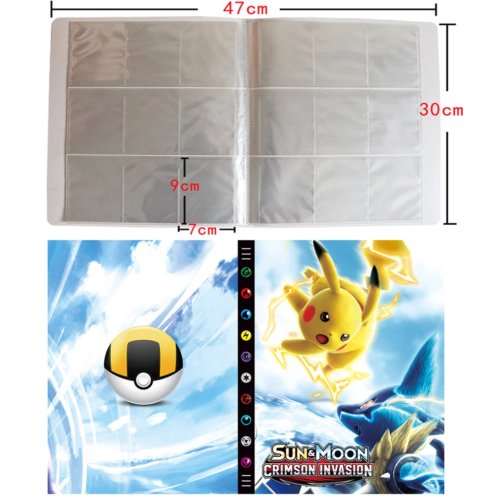 Soporte de tarjetas de Pokemon para ni&ntilde;os, carpeta de tarjetas de gran tama&ntilde;o, 9 bolsillos, 432 unidades-4