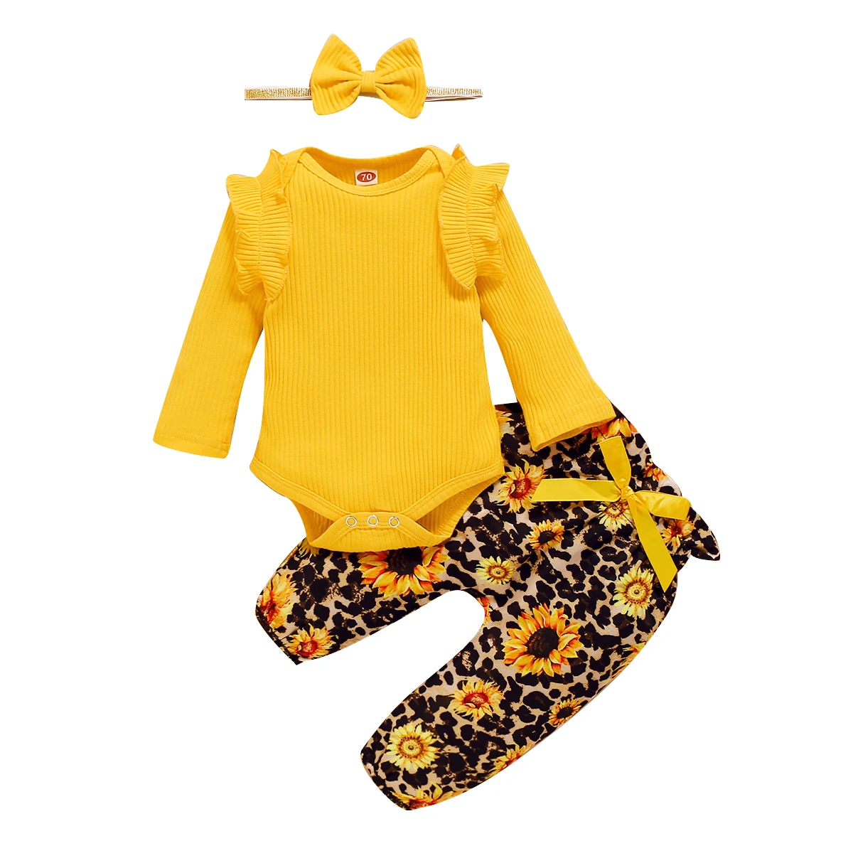 

Newborn Baby Girl Set 0-18M Girls Long Sleeve Romper And Pants Headband Spring Toddler Girls Outfits Set Infant Clothing Set