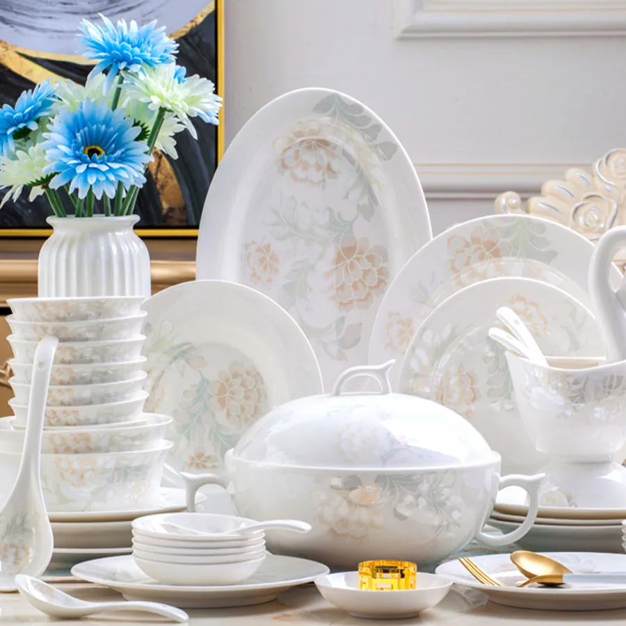 Керамическая обеденная тарелка Цзиндэчжэнь 60 головок миска для риса салата