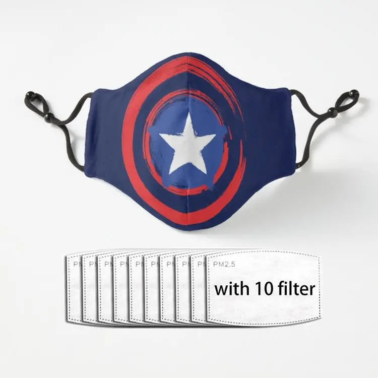 

Маска уличная многоразовая моющаяся дышащая с принтом «Капитан Америка»