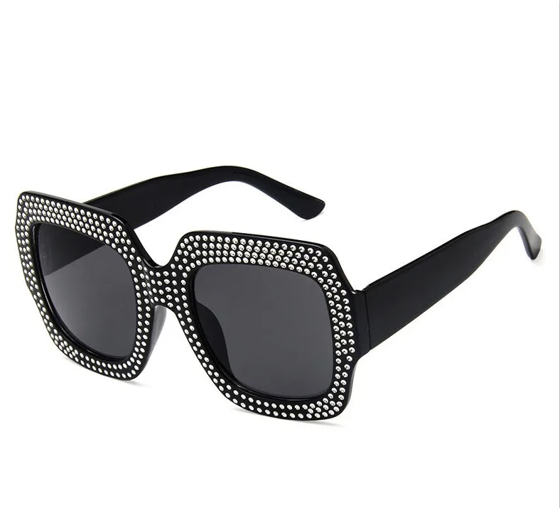 Модные квадратные дизайнерские женские солнцезащитные очки со стразами большие