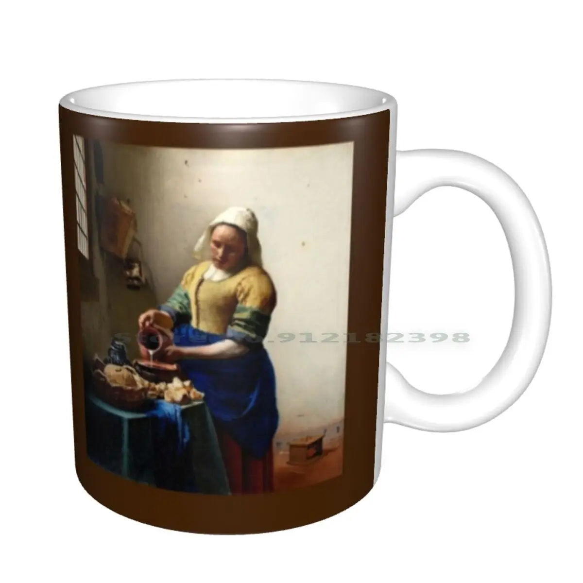 Vermeer: старинная 1683 молочная горничная с рисунком керамические кружки кофейные