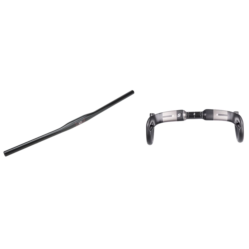 

2 Pcs Carbon Fiber Bicycle Handlebar, Straight Handle & Curved Handle