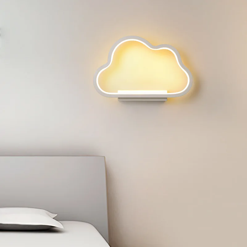 

Прикроватная светодиодная настенная лампа для спальни, скандинавский фон для украшения, современный минималистичный теплый детский светильник в виде облака