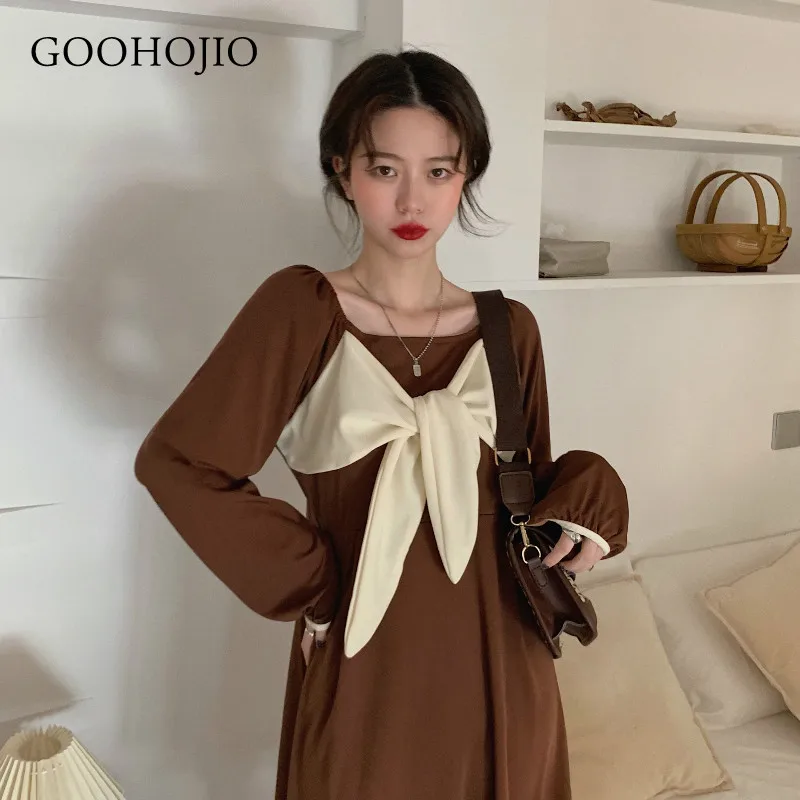 

GOOHOJIO 2021 New Spring and Autumn Fashionable Retro Women Dresses Temperament Chic Dresses for Women Long Sleeve Dress Women