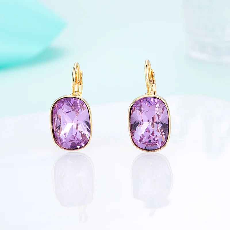 gold-purple Женские квадратные серьги-гвоздики MAIKALE, большие винтажные разноцветные серьги с австрийским кристаллом из фианита, ювелирные изделия со стразами для вечеринки - Окраска металла: gold-purple