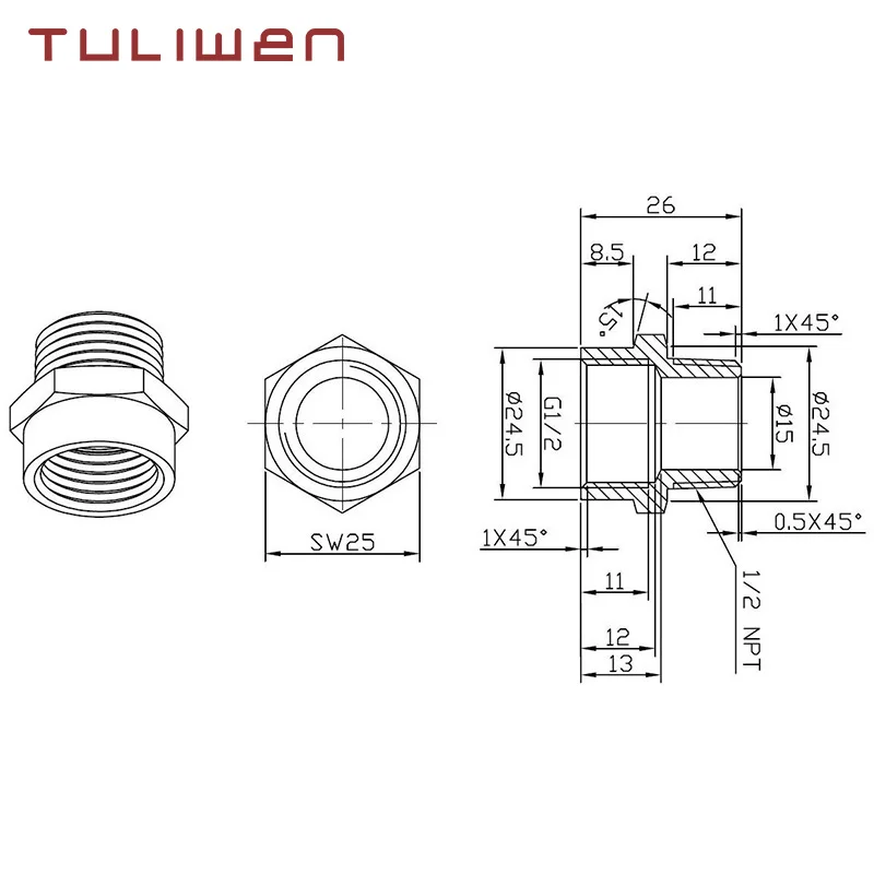 Чертеж штуцера с наружной резьбой