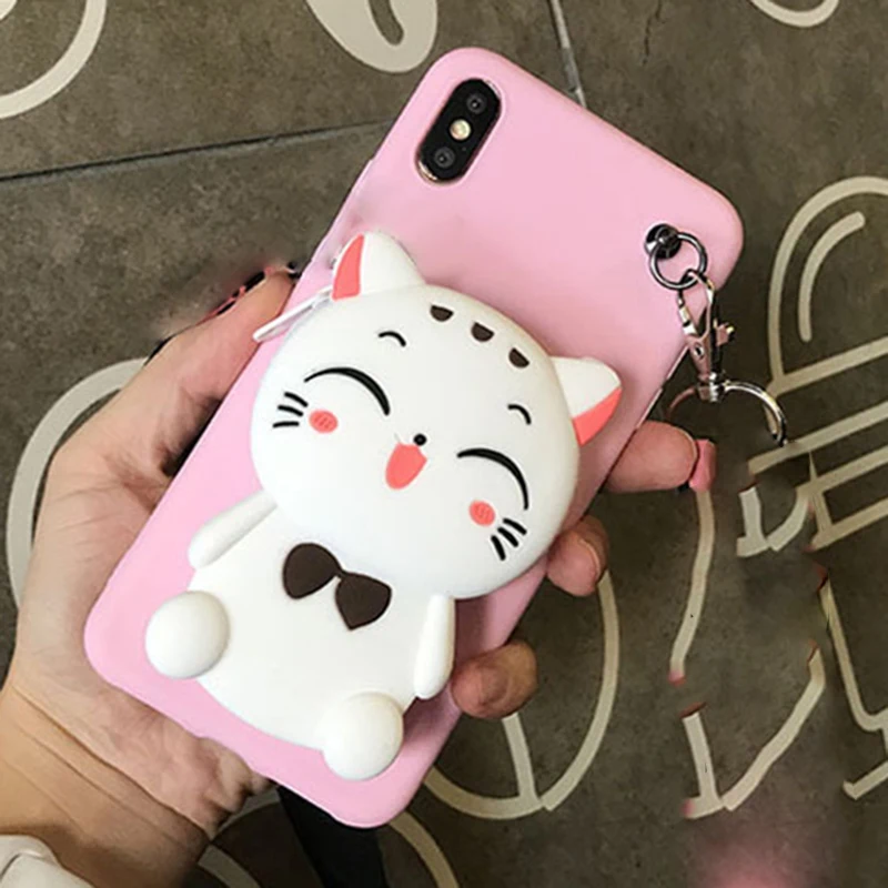 White3DCat Pink Мягкий силиконовый чехол с 3D кошельком из мультфильма «сделай сам» корпус для Huawei P10 Plus P9 Lite mini P8 Lite - Цвет: White3DCat Pink