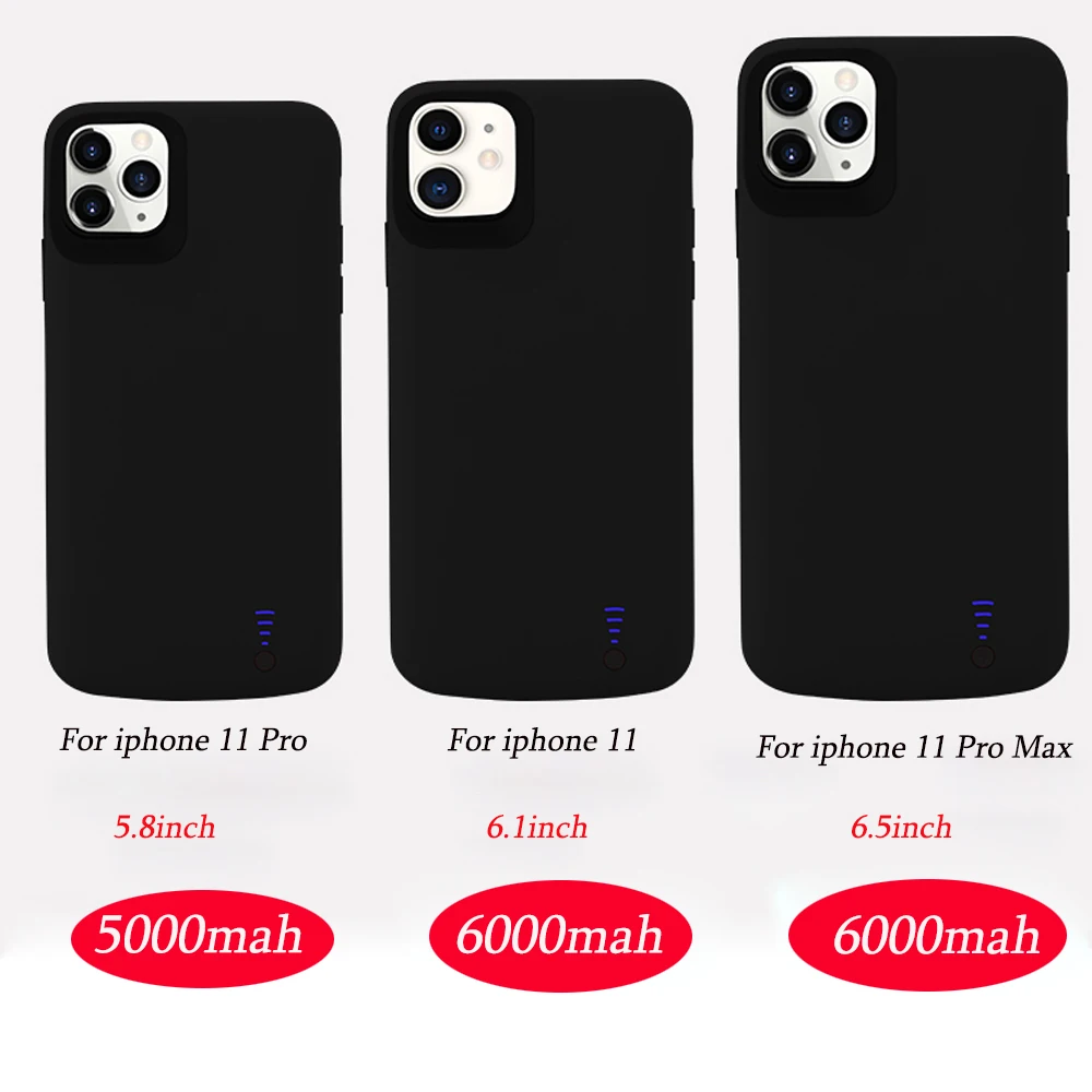 

New 5000mah/6000mah Audio External Power Charger Case For iPhone 11Pro, Portable Power Bank Case For iphone 11/iphone 11Pro Max