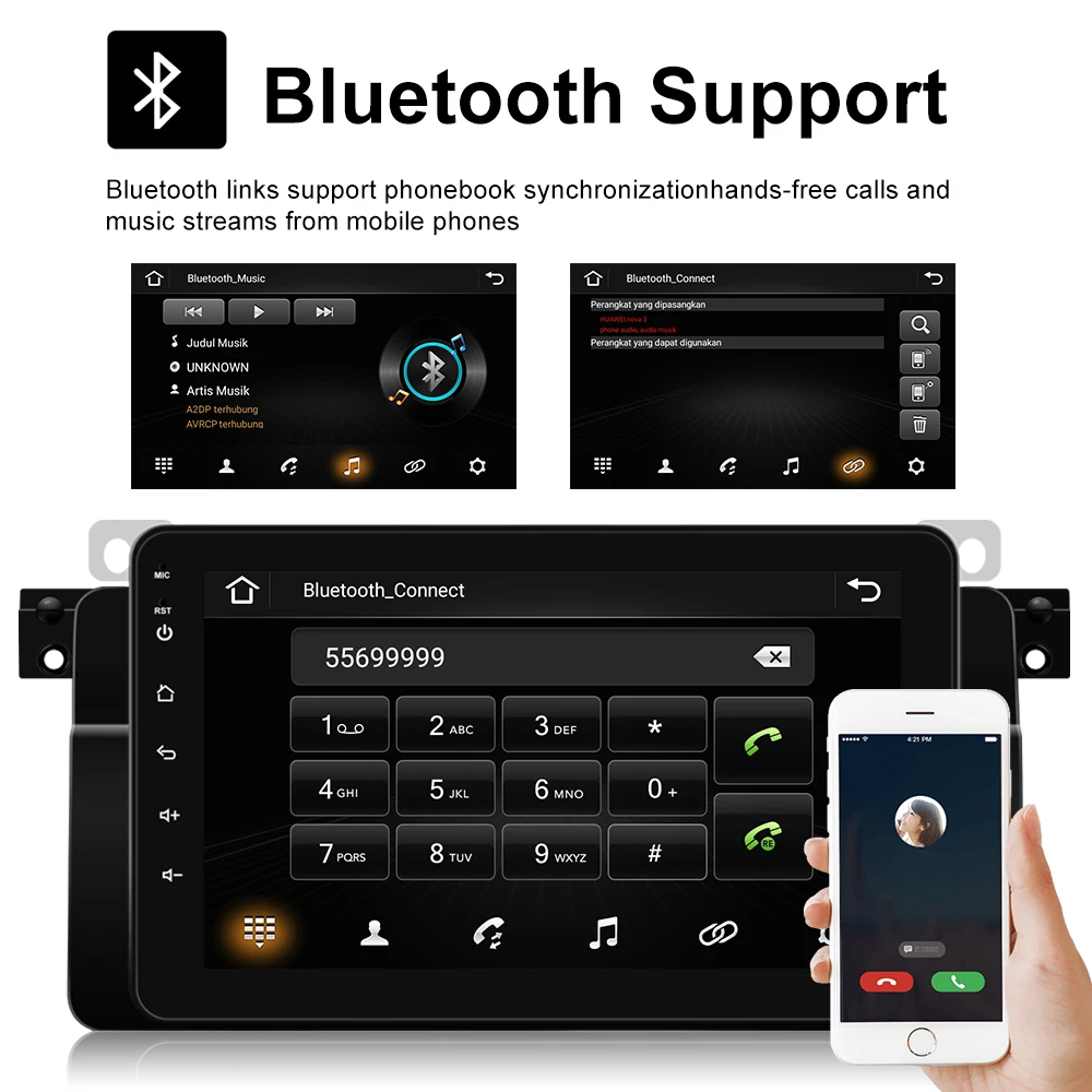 Автомагнитола Podofo 1 + 16G/2 32G мультимедийный видеоплеер на Android с GPS/WiFi/FM Bluetooth для BMW