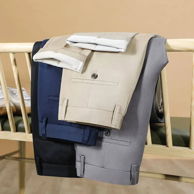 

2021 Spring Brand Clothing Classic Luxury High Quality Bamboo Fiber Pants Business Casual Large Size Slim Straight Pants Gray